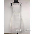 White Sleeveless Woven Cotton Dress